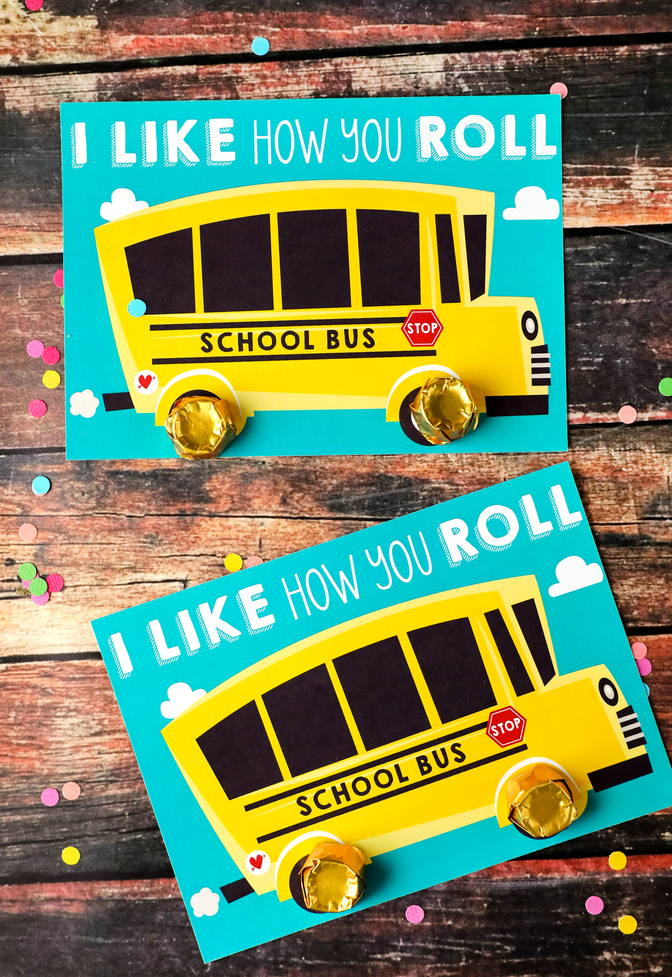 Valentine's Day Printable School Bus How You Roll Card