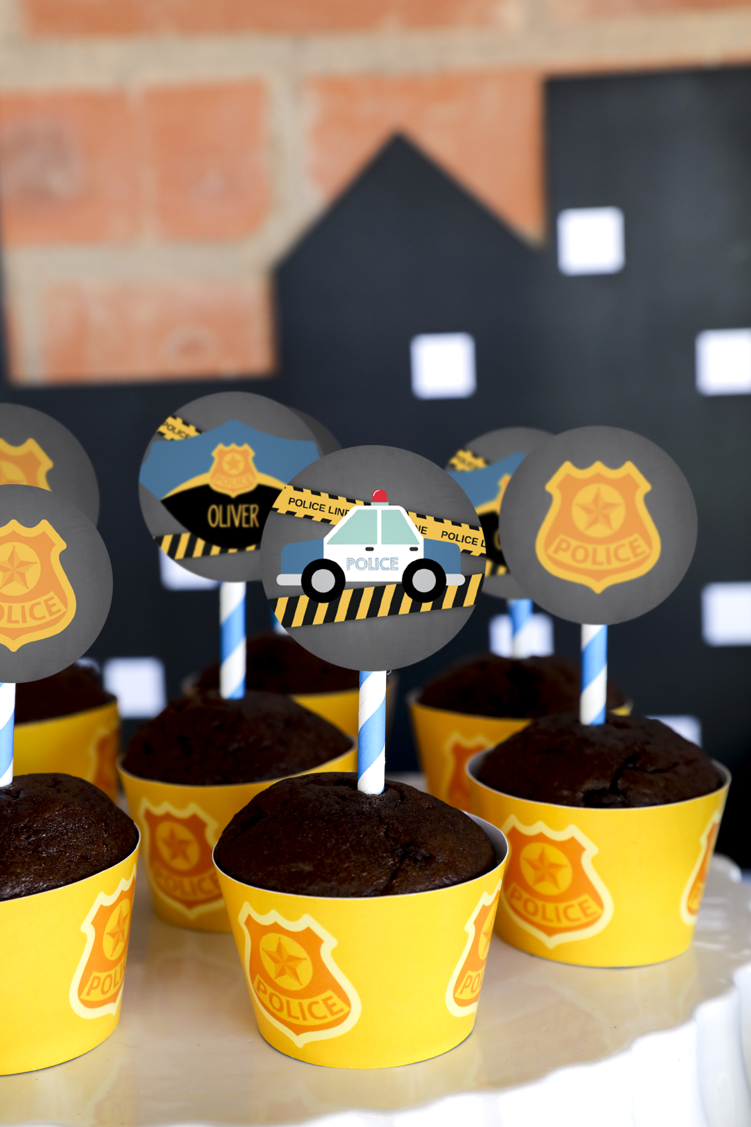 policeman party cupcake toppers