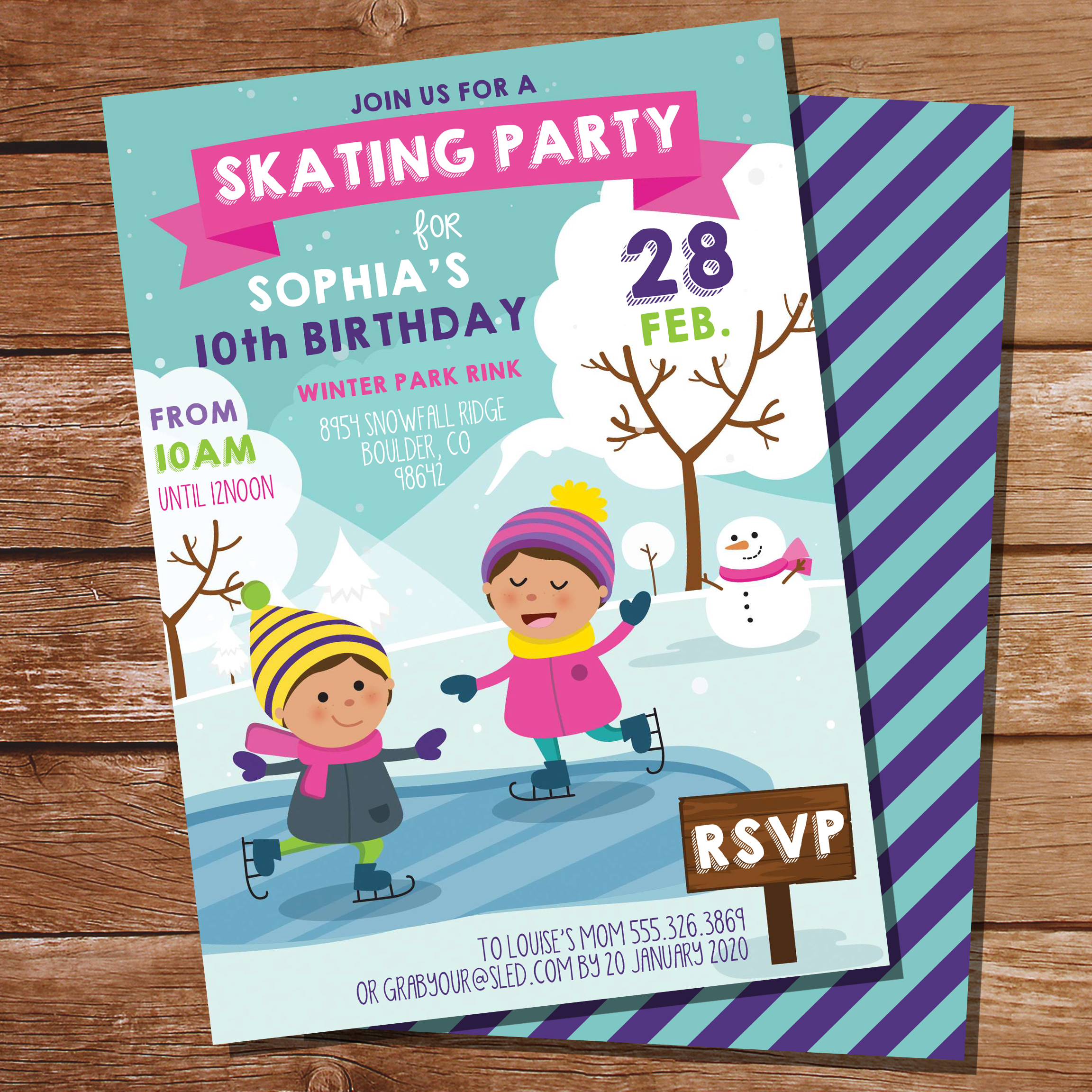 Ice Skating Party Printable Invitation