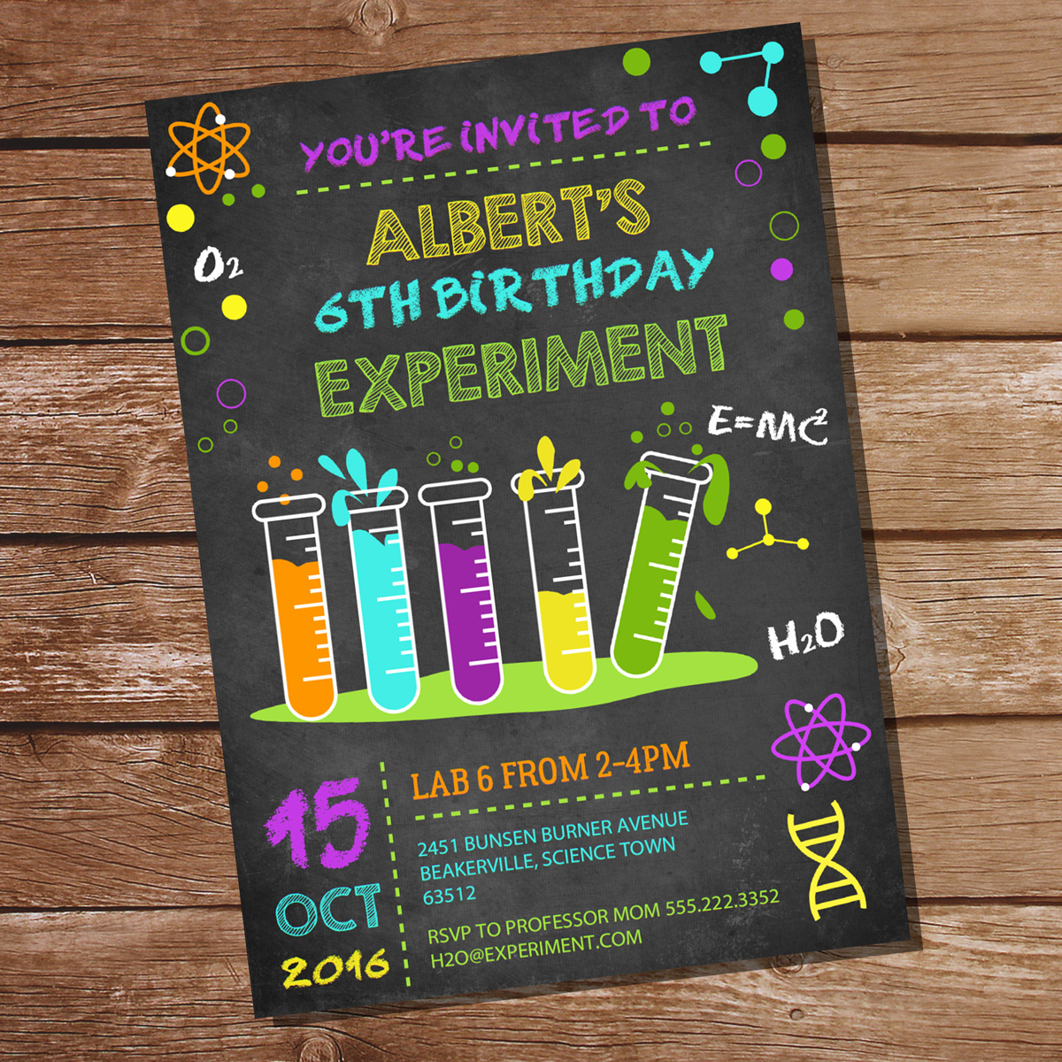 Science Experiment Party Printable Invitation