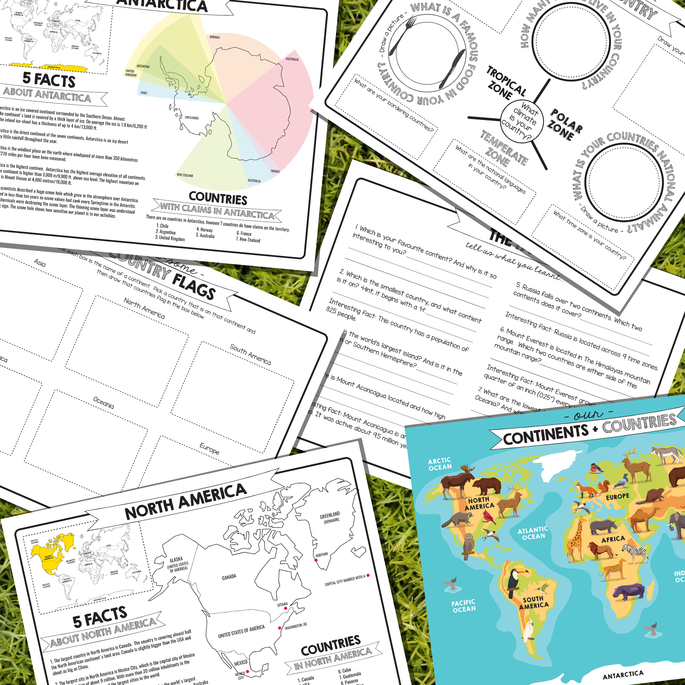 Countries and Capitals Geography Worksheets