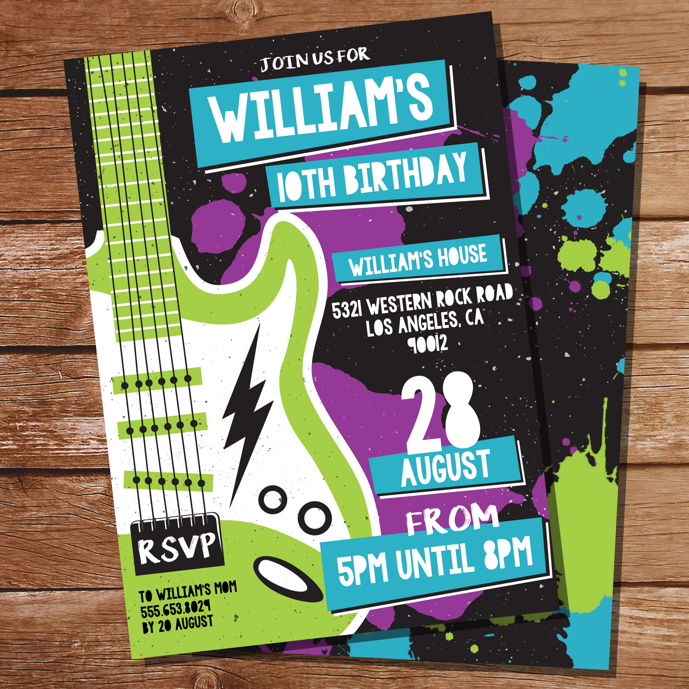 Printable Rock n Roll Dance Party Invitations