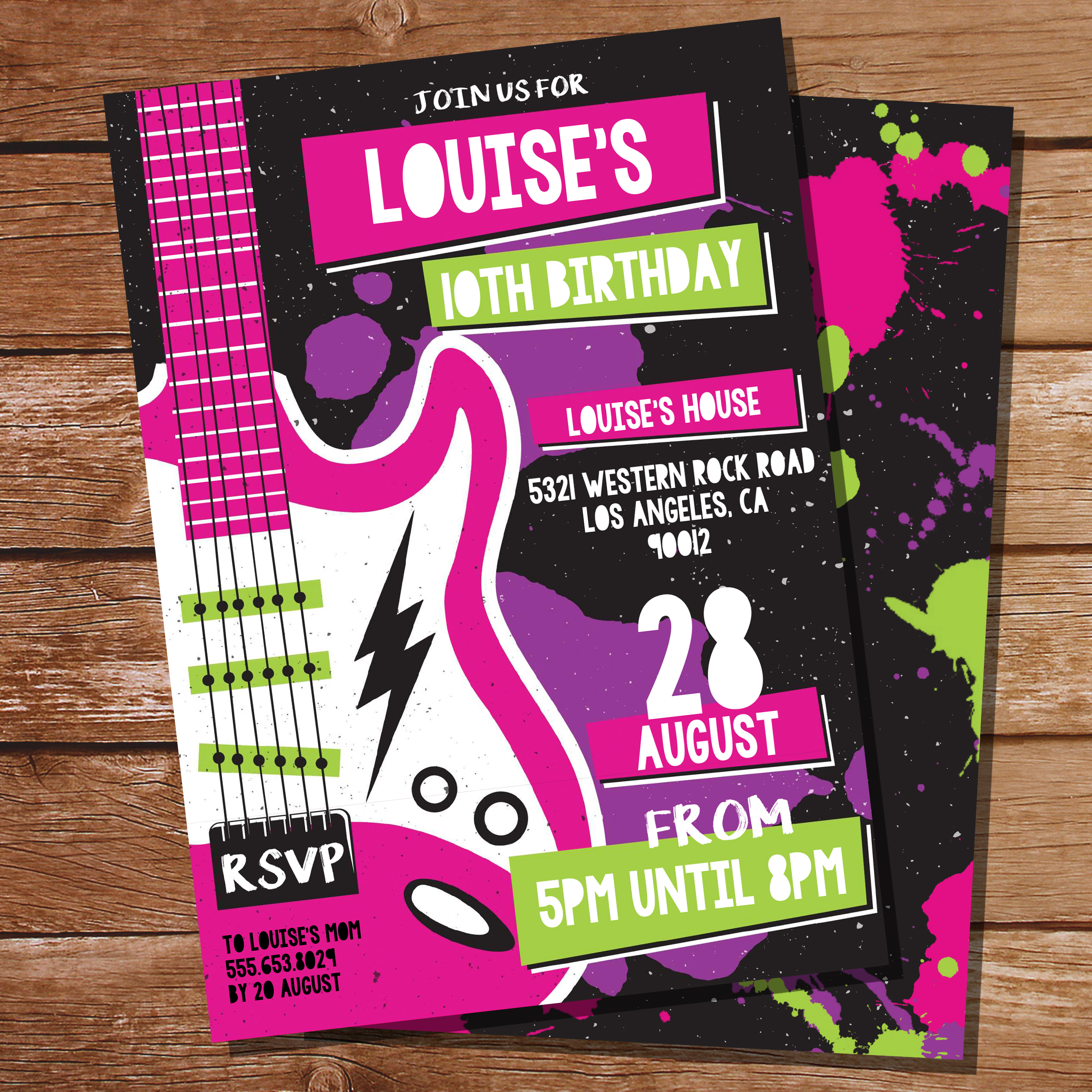 Printable Rock n Roll Dance Party Invitations