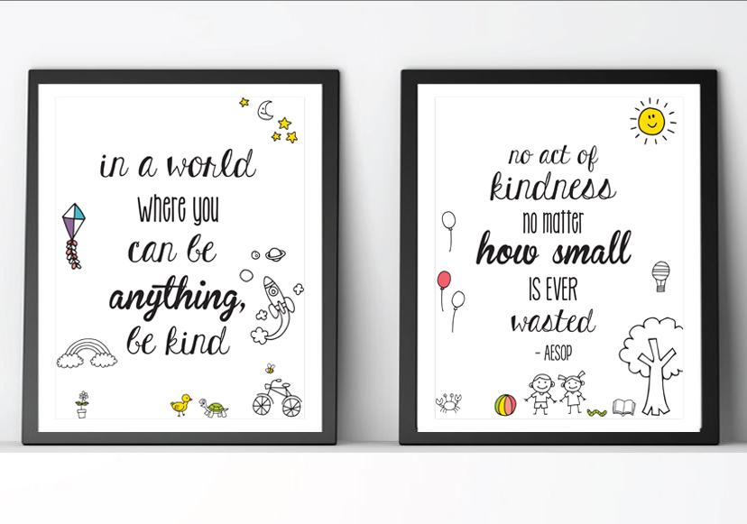 Free Inspirational Kindness Posters for Kid's bedrooms 