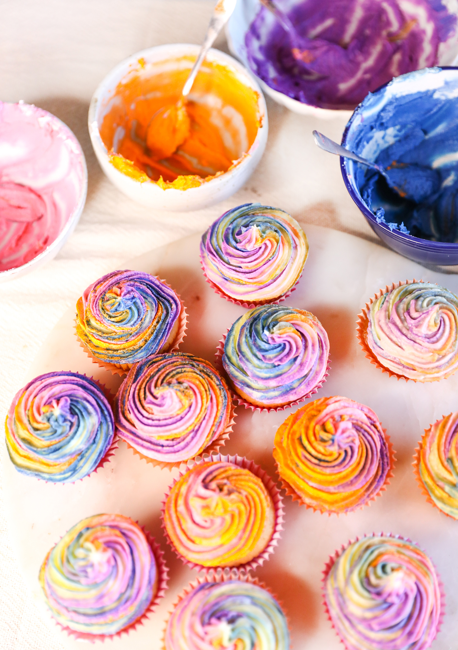 Tie-Dye Party Cupcakes