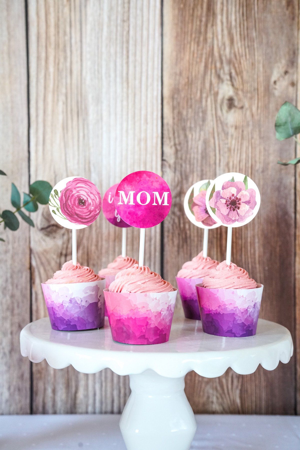 Free Mother's Day Cupcake Wrappers and Toppers