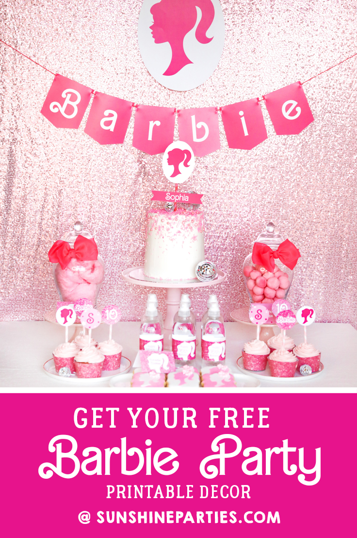 Party Decorations Banner for Barbi, Ballons caketopper for Girl Pink Barbi  dreamhouse, Sweet Party Girl Favors, Pink Table Decoration, caketopper