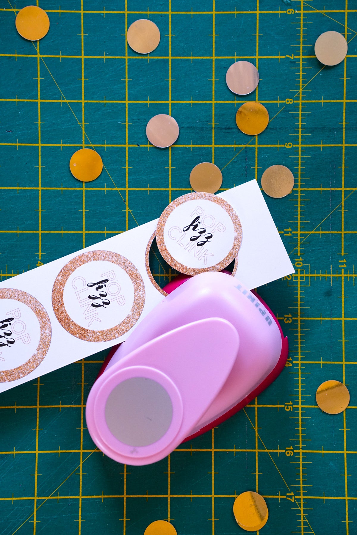 Using a circle punch for cupcake toppers